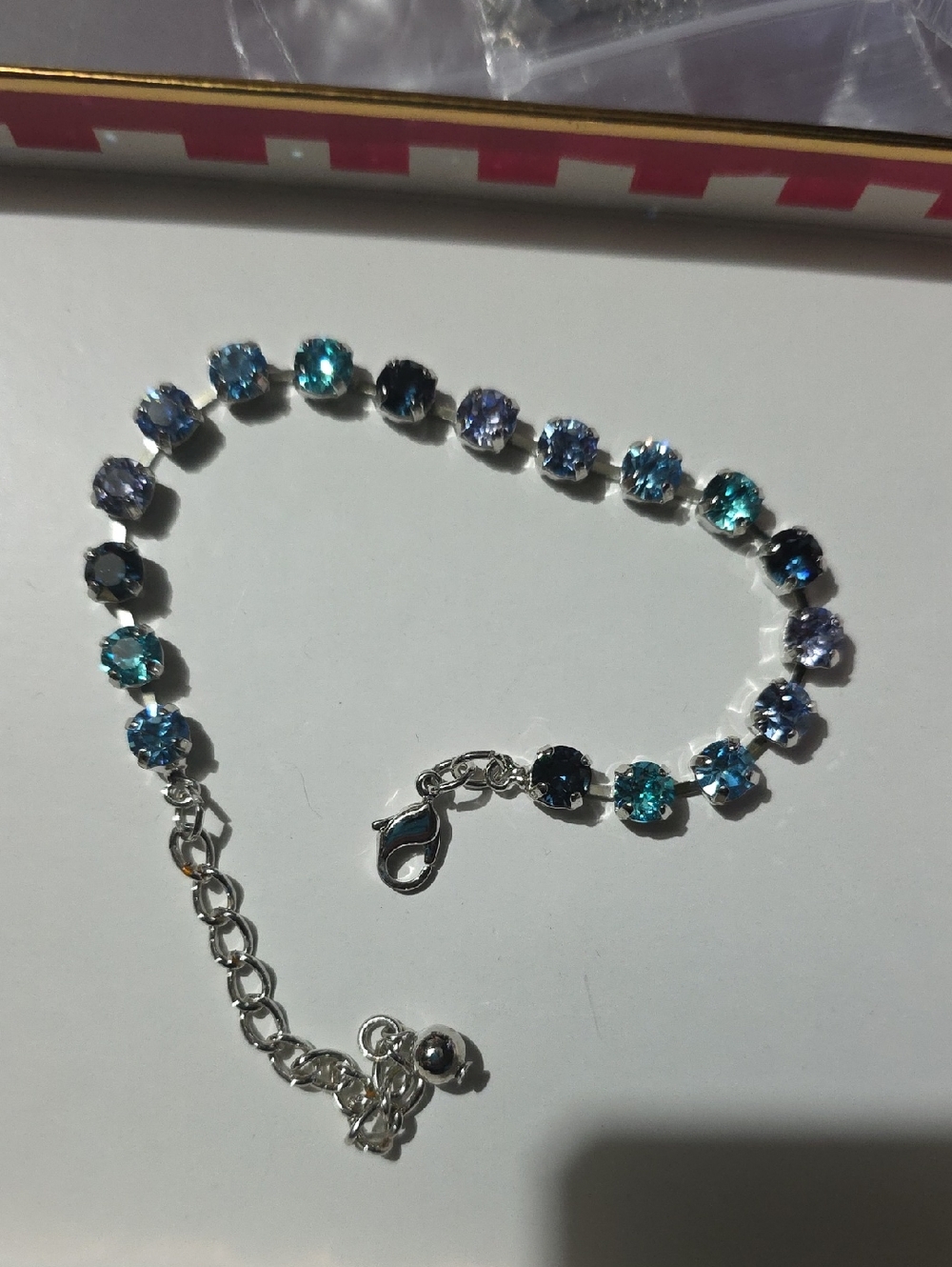 Swarovski crystal- Multicolor Blue Tennis Bracelet - Silver Chain